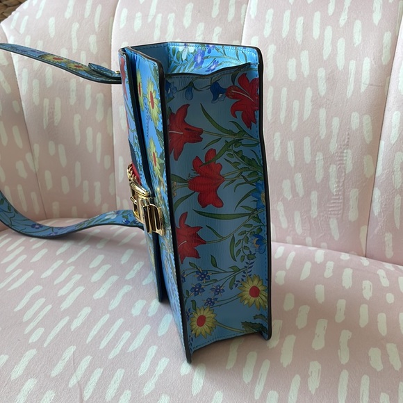 GUCCI SYLVIE RARE FLORA CALFSKIN LEATHER SHOULDER BAG EUC - Picture 6 of 15